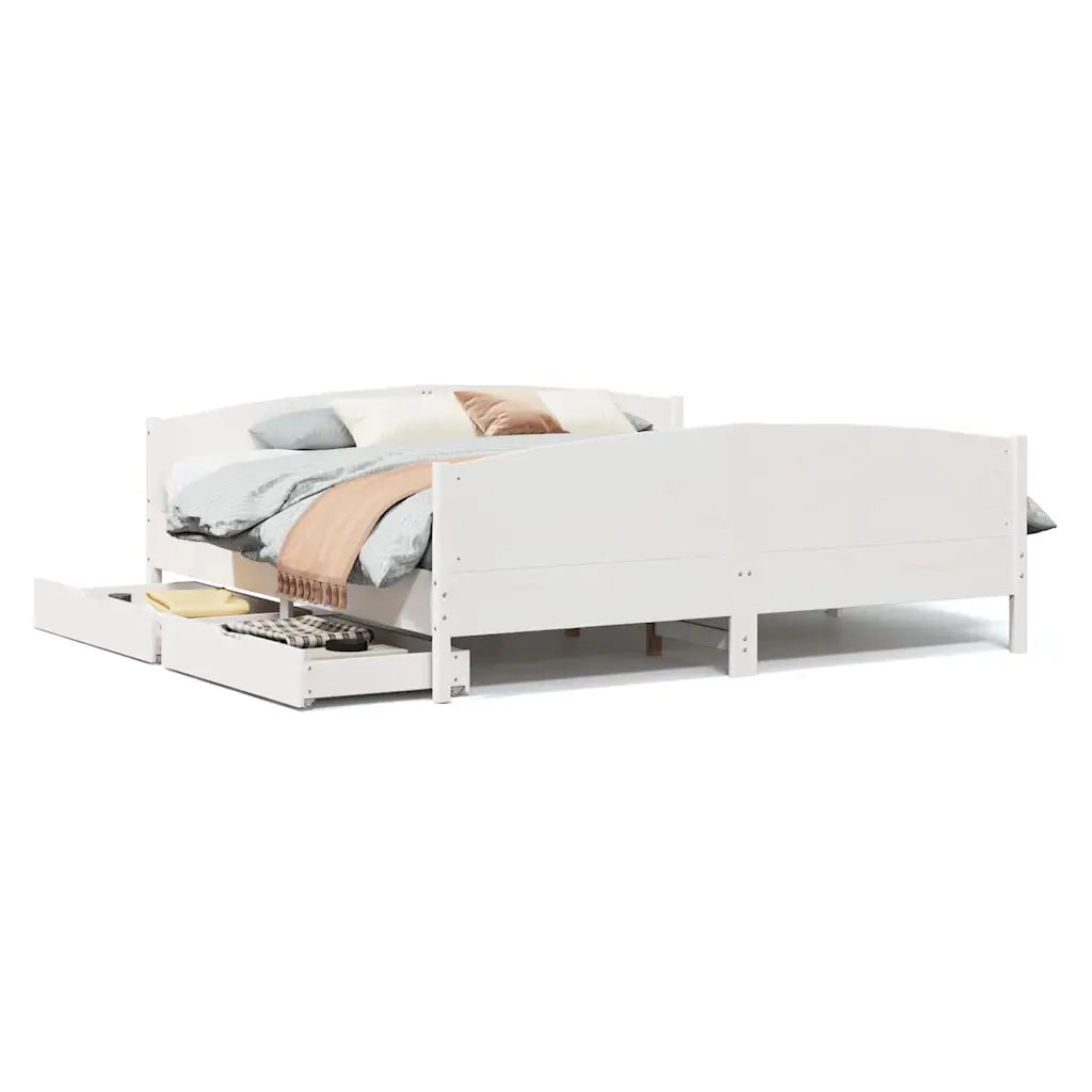 Letto senza Materasso Bianco 180x200 cm Legno Massello di Pino