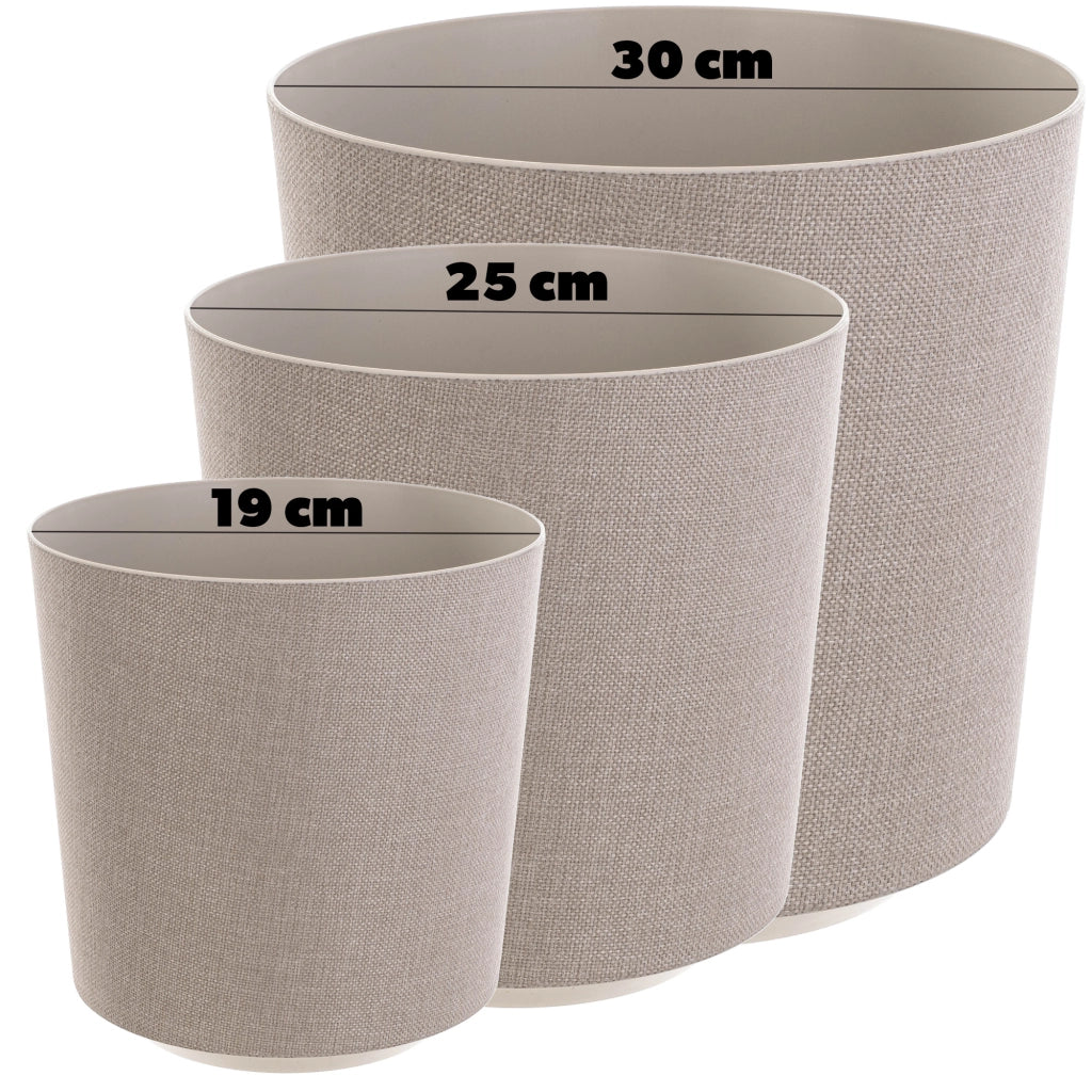 Vaso da fiori KADAX, rotondo, beige, con motivo in tessuto, 19 cm