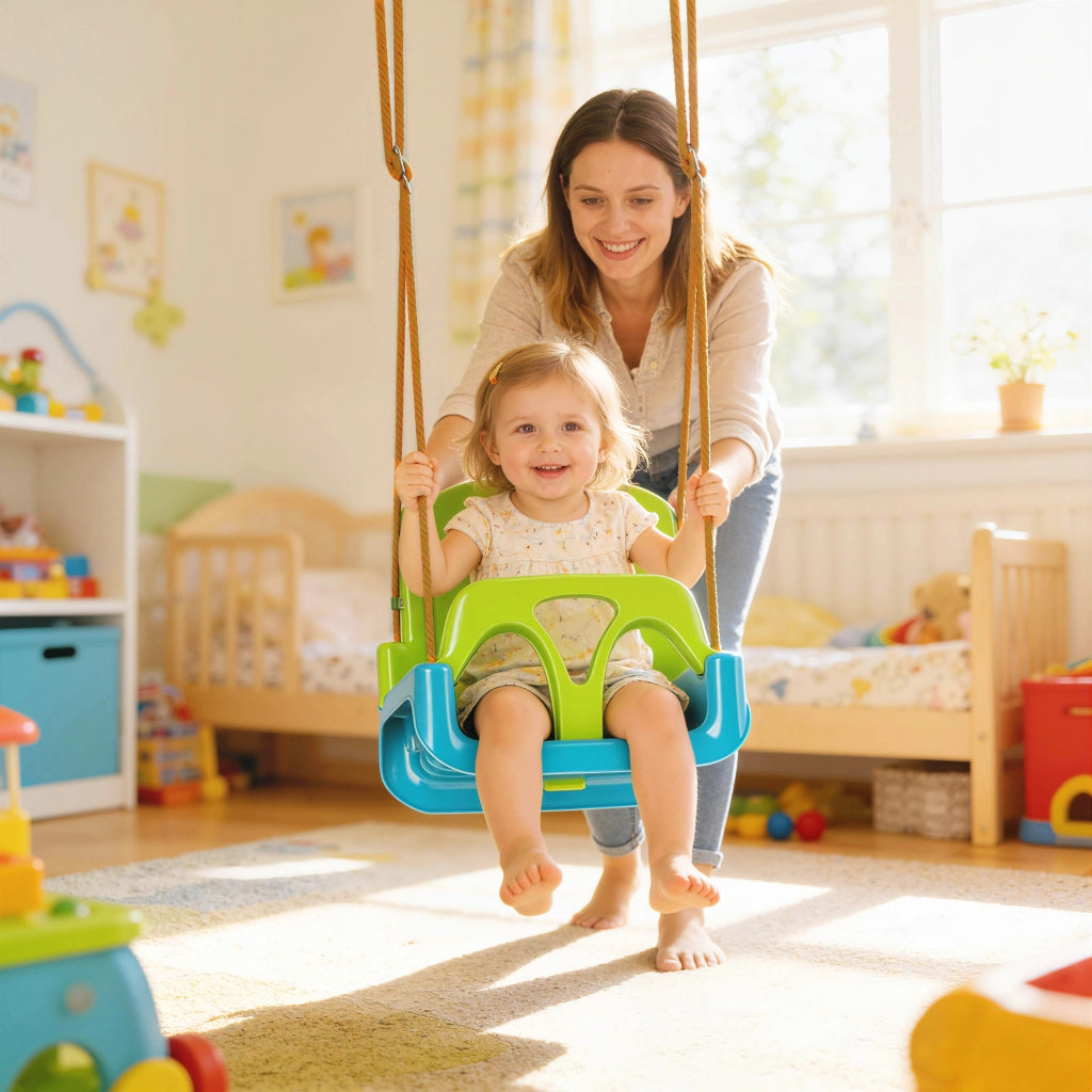 Altalena per bambini 3 in 1 con cintura di sicurezza ¨C zephmum ¨C Verde scuro