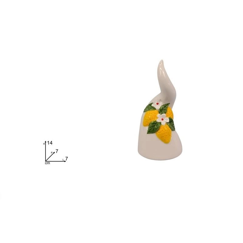 Corno Decorazione Casa in Ceramica con Limoni 14 cm