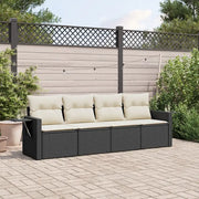 vidaXL Set Divani da Giardino 4 pz con Cuscini Nero in Polyrattan