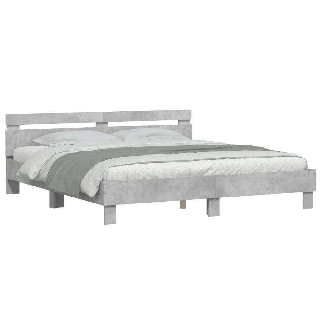 Giroletto con Testiera e LED Grigio Cemento 200x200 cmcod mxl 133988