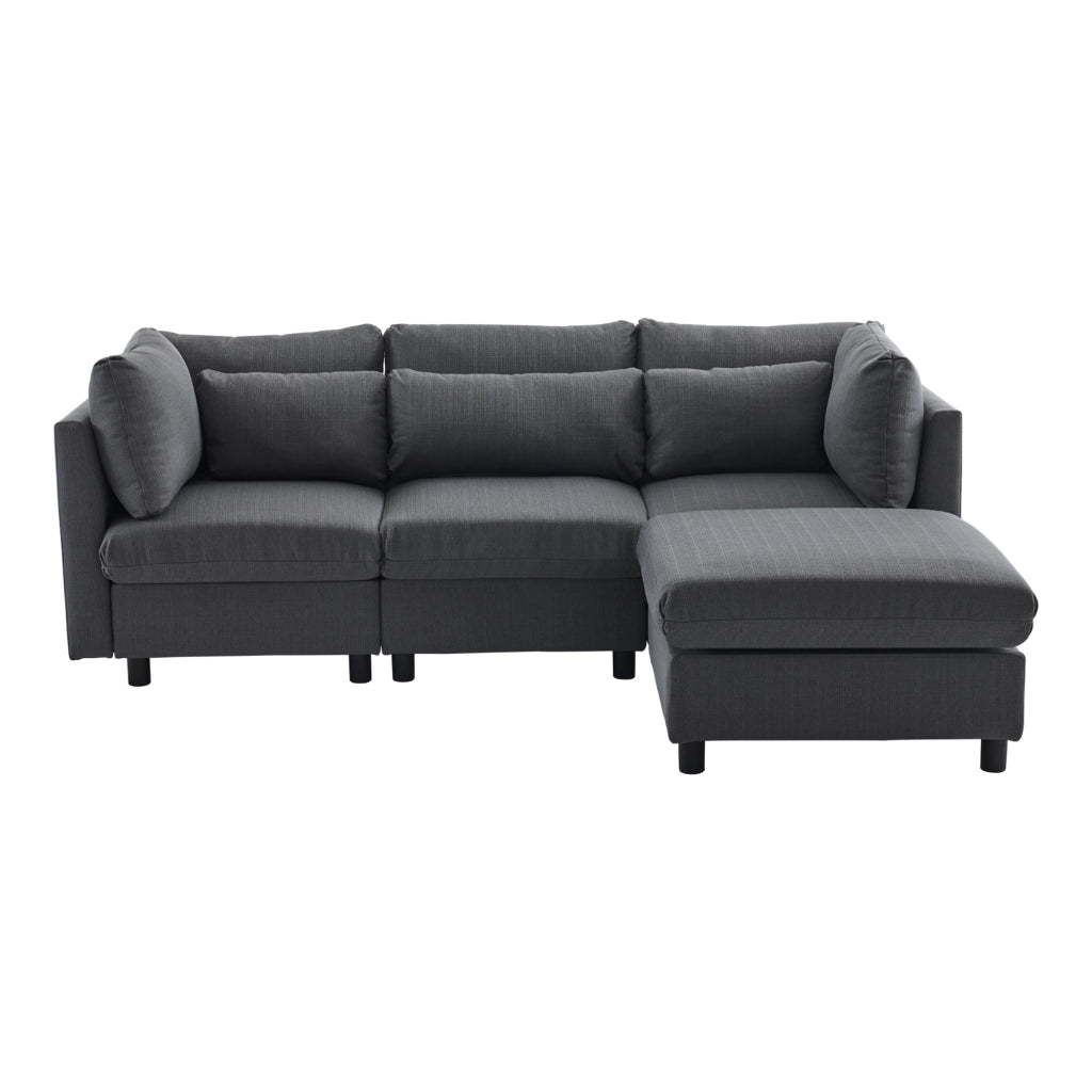 Sofa moderno a tre posti - Zephmum- Design L con pouf angolare