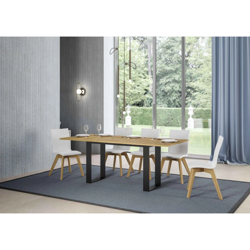 Tavolo apribile 120/200x45/90 cm Tecno Double telaio Antracite - Quercia Natura