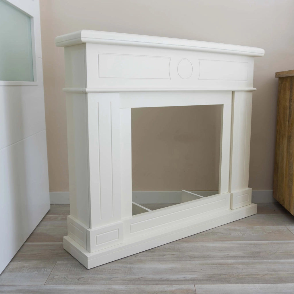 Mpc Camino Lipari Camino Da Pavimento Con Cornice e Bruciatore Elettrico Da 1500w Bianco Caminetto Elettrico Completo Di Inserto Elettrico 1500 w Effetto Fiamma Realisitco e Cornce In Legno Mdf