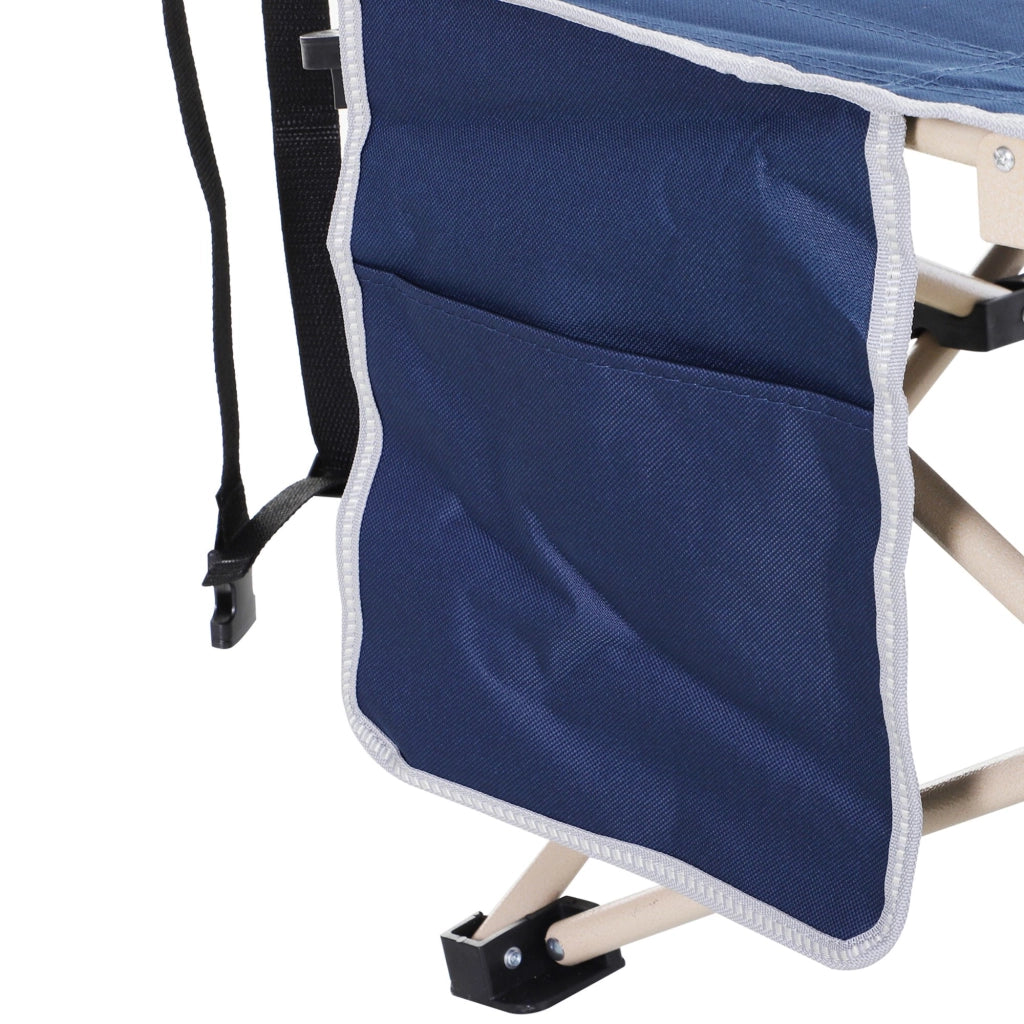 Letto pieghevole da campeggio con struttura in acciaio e borsa per il trasporto, tessuto in poliestere blu, 190 × 68 × 52 cm