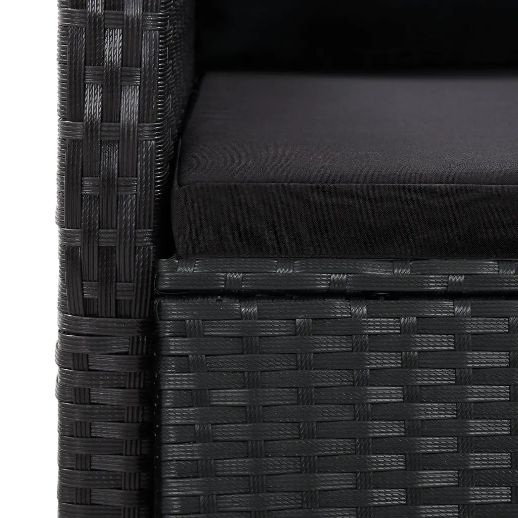 Set da Pranzo da Giardino 11 pz con Cuscini in Polyrattan Nero