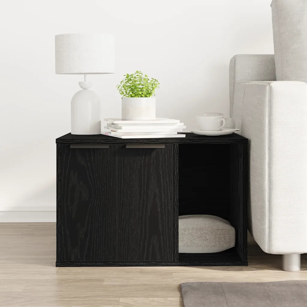Lettiera per gatti in rovere nero 60x40x40 cm in legno ingegnerizzato 865986