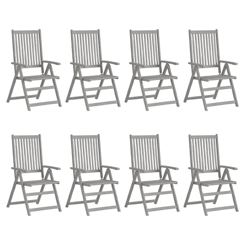 Sedie Giardino Reclinabili 8pz Cuscini Massello Acacia Grigio cod mxl 24181