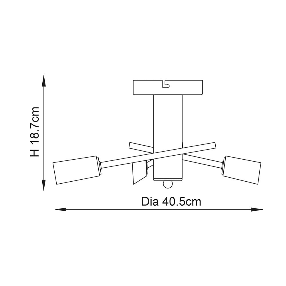 Plafoniera moderna cromata Havana 3 luci G9 vetro Endon