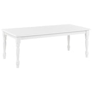 Tavolino da caffè MDF bianco in legno di gomma 120 x 60 cm gambe tornite mobili da soggiorno dal design vintage chic