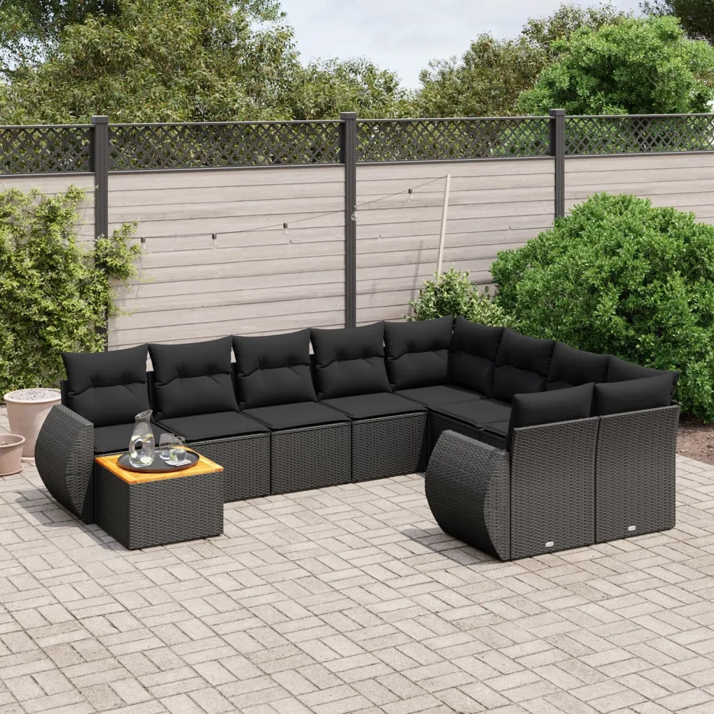 Set Divani da Giardino 10pz con Cuscini in Polyrattan Nerocod mxl 89326