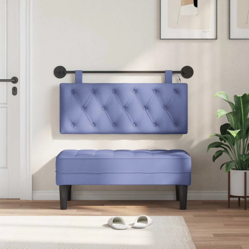 Testiera sospesa Con luce LED Blu jeans Tessuto