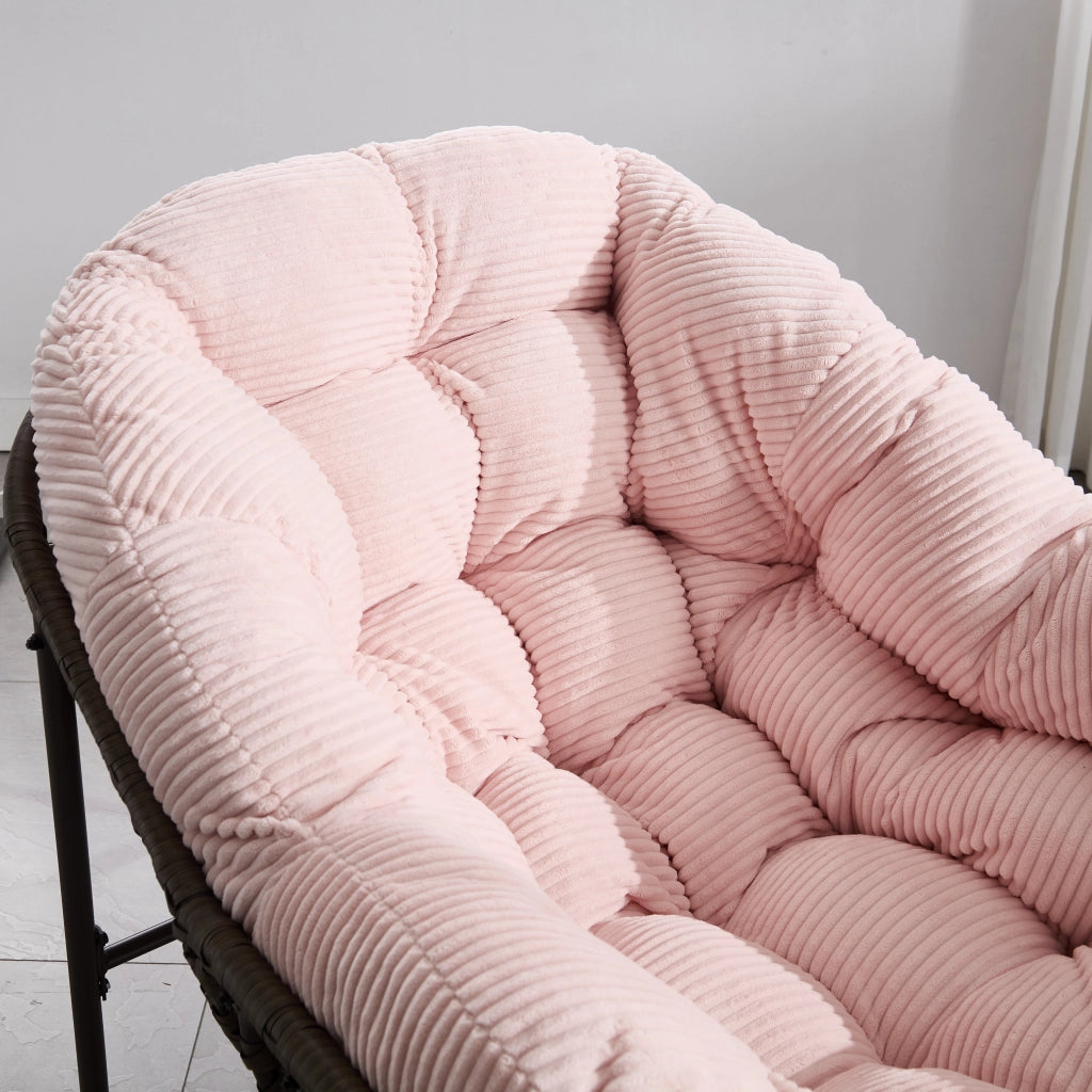 POLTRONA a dondolo 78x106x90 cm in rattan sintetico rosa con cuscino
