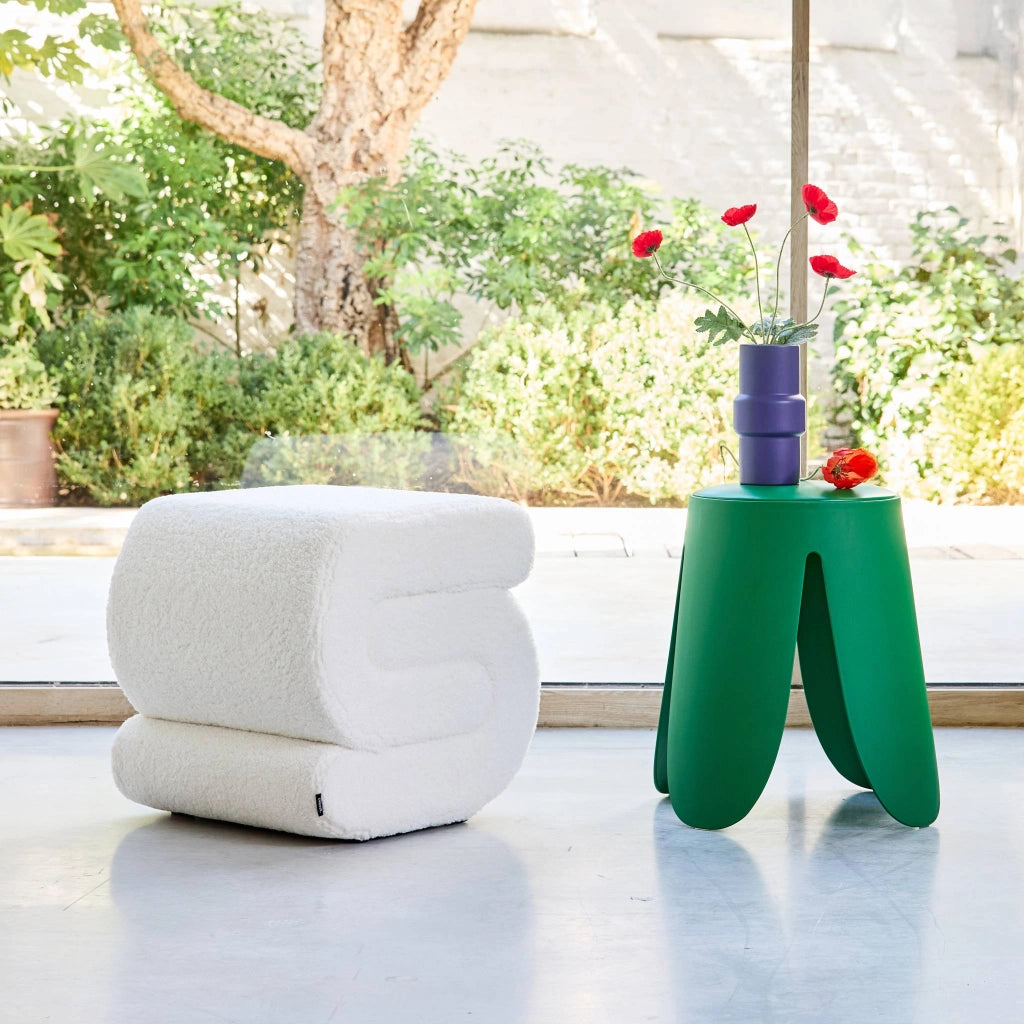 Pouf in bouclé, crema