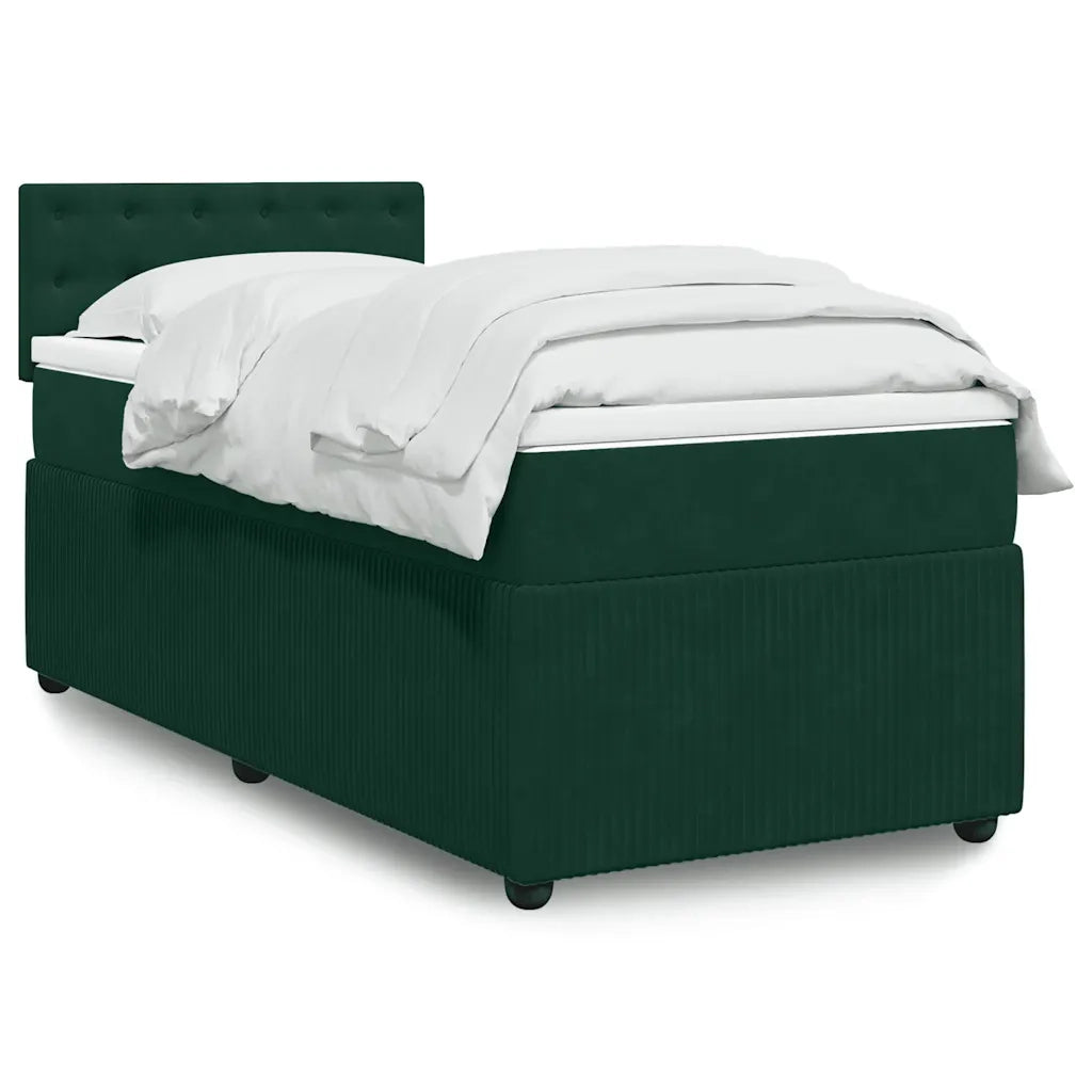 Giroletto a Molle con Materasso Verde Scuro 90x200 cm Velluto 3289941