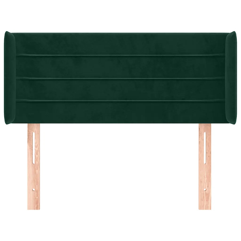 Testiera ad Orecchio-Testata con Orecchie Verde Scuro 93x16x78/88 cm in Velluto 646950