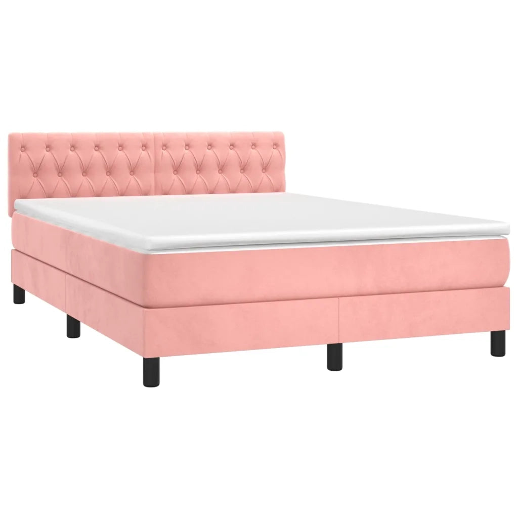 Giroletto a Molle con Materasso Rosa 140x190 cm in Velluto 3141484