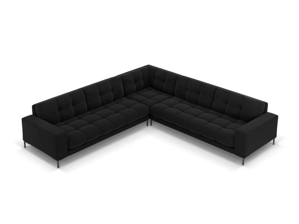 Cosmopolitan Design - Divano angolare reversibile "Bali" 6 posti in velluto nero 