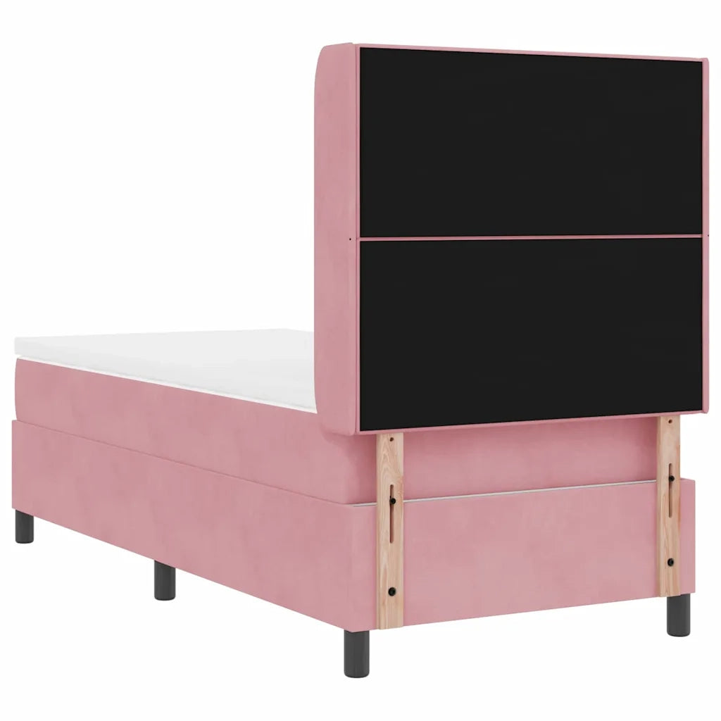 Letto a molle con strisce LED Rosa 90 x 190 cm Velluto 3343849