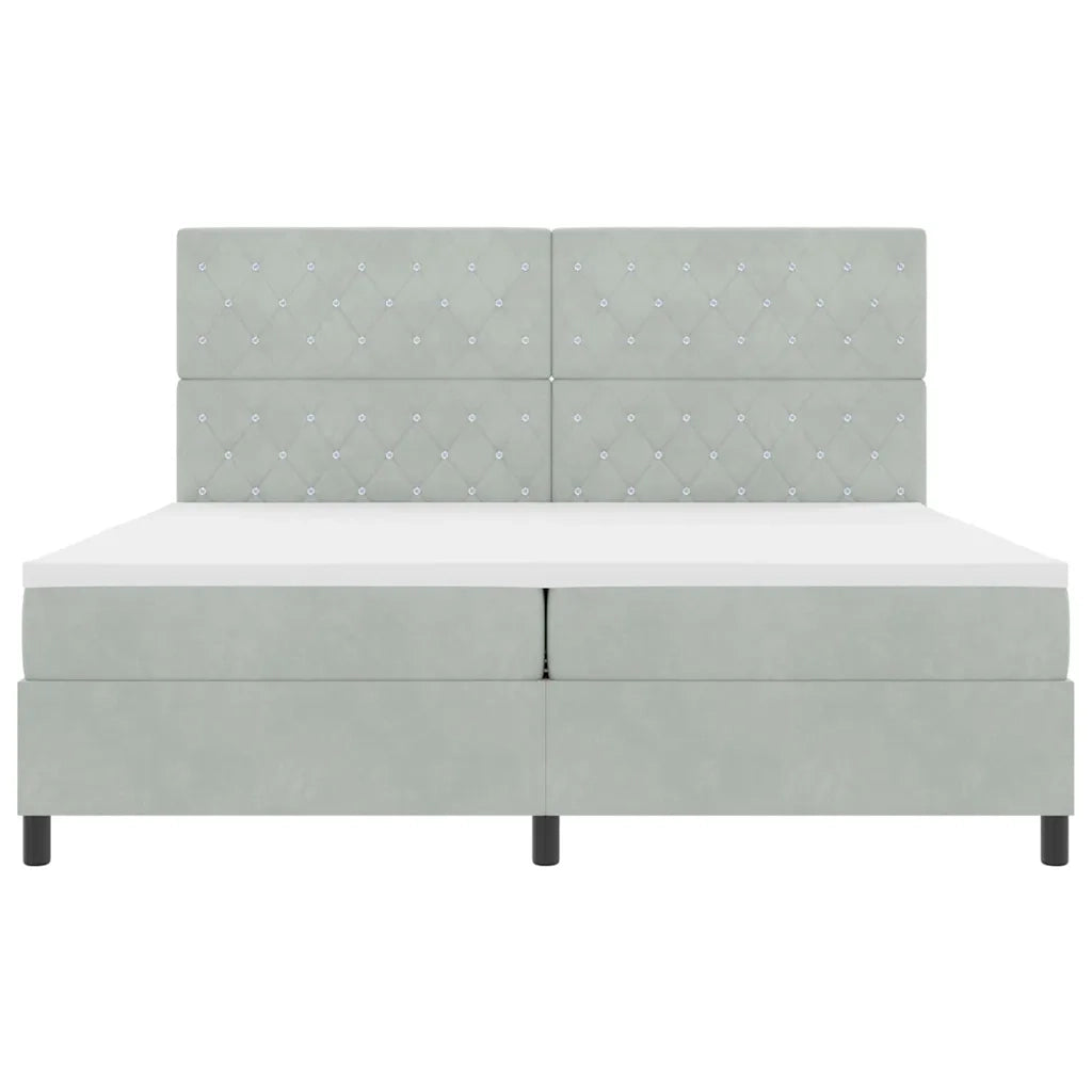 Letto a Sorgente LED Grigio chiaro 200 x 200 cm Velluto 3343268