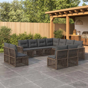 Set Divano da Giardino 11 pz Grigio e Grigio Scuro polyrattan 3435158