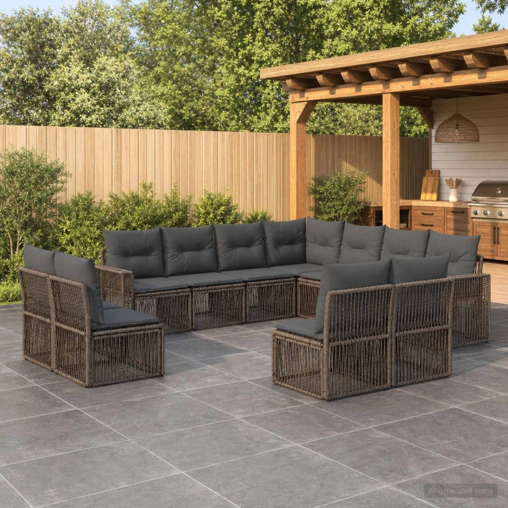 Set Divano da Giardino 11 pz Grigio e Grigio Scuro polyrattan 3435158