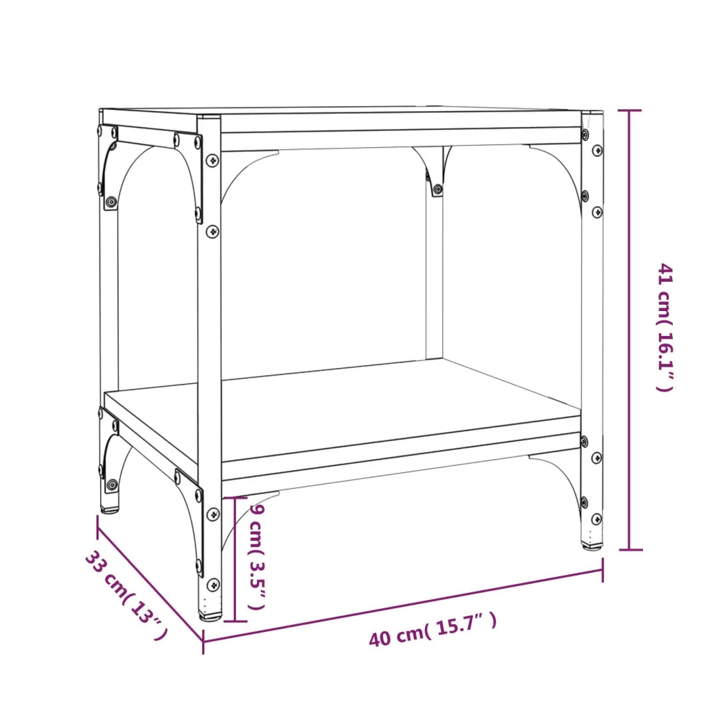 Mobile TV Grigio Sonoma 40x33x41 cm Legno Multistrato e Acciaio 819305
