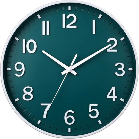 HZDHCLH 30cm orologio da parete silenzioso con secondi e numeri arabi, non funziona, per soggiorno, cucina, ufficio, camera da letto (verde scuro)