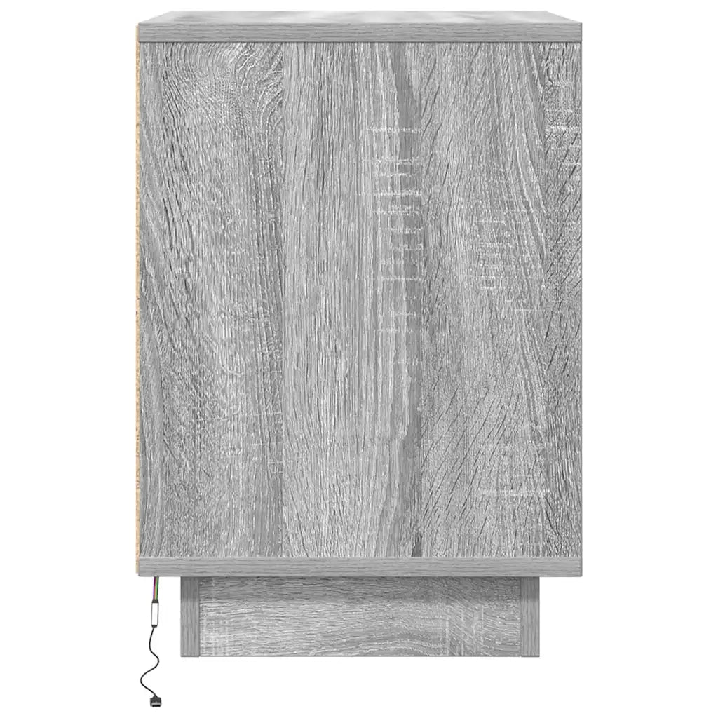 vidaXL Comodino con Luci LED Grigio Sonoma 38x34x50 cm