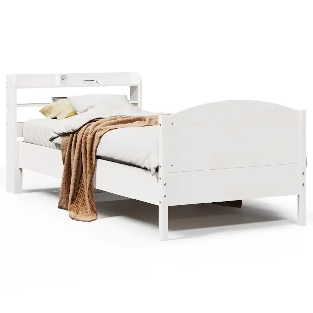 Letto senza Materasso Bianco 75x190 in Legno Massello di Pino 3306991