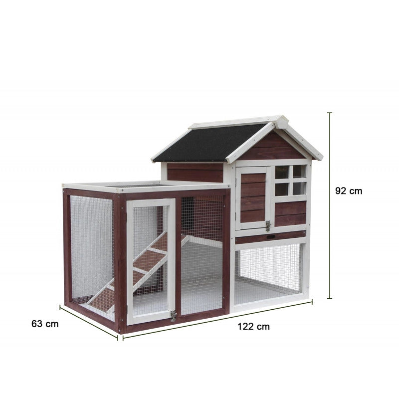 Pollaio in legno da giardino 122x63 cm – 2 spazi interni per 3 galline – spessore pareti 10 mm – PO1206 Foresta