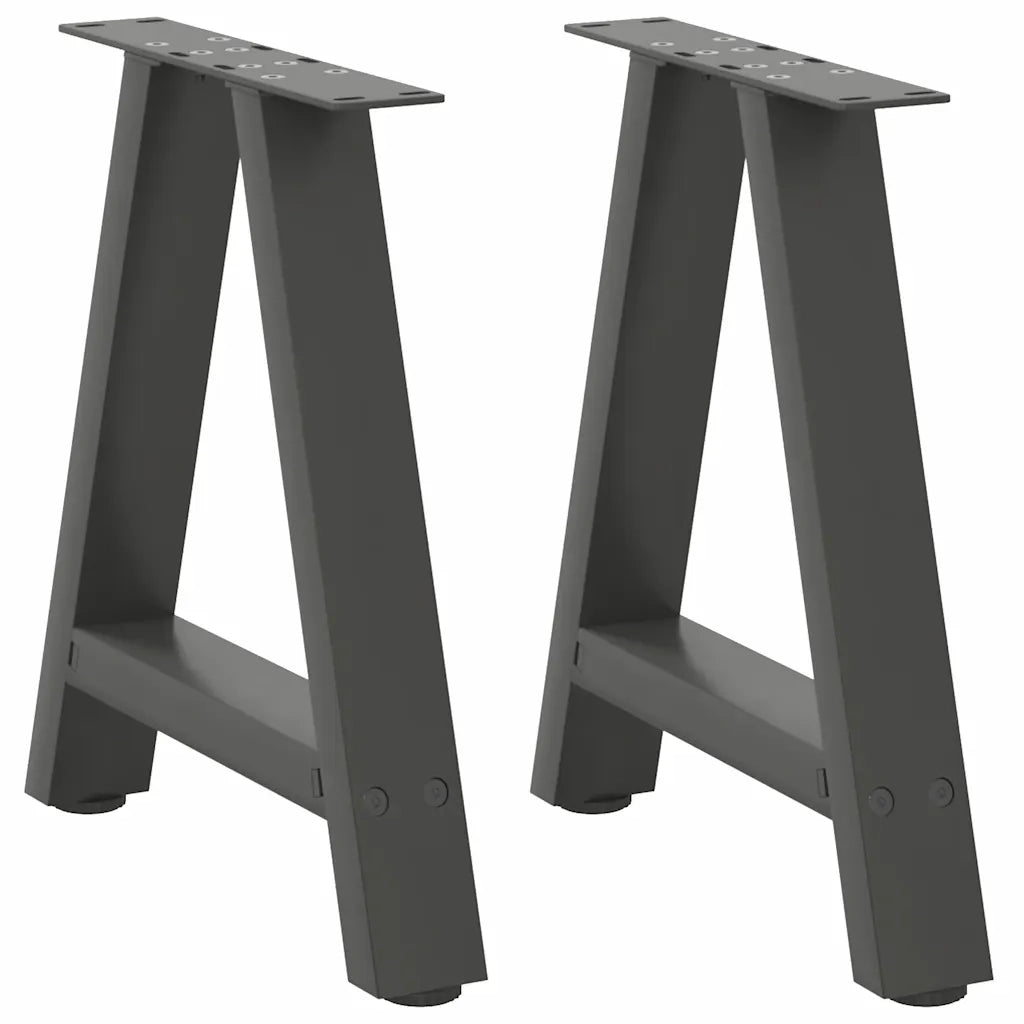 Gambe per Tavolino da CaffÃ¨ a Forma di A 2 pz Antracite 38x(42-43) cm Acciaio