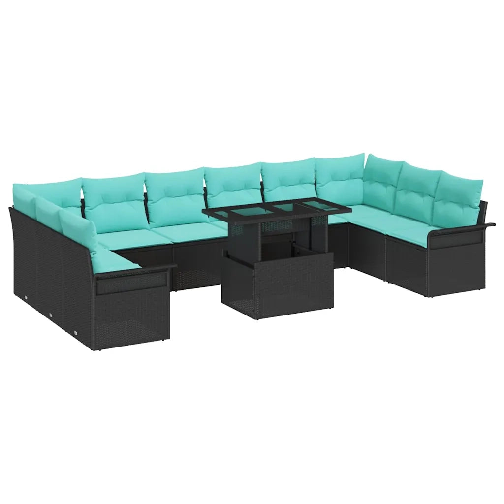 Set Divano da Giardino 11 pcs Nero Rattan in Polipropilene 3357099