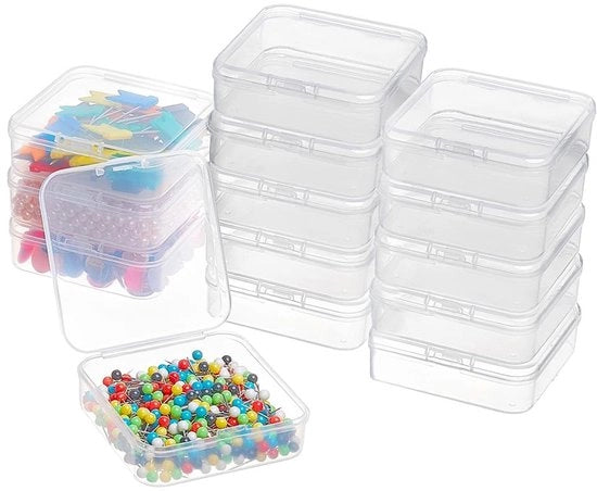 Cassettino di conservazione 18 pezzi - Materiale trasparente - Mini cassettino con coperchio - Per gioielli/collier - Multifunzionale - Dimensioni 6,4 cm x 6,3 cm x 2 cm - Cassa di conservazione