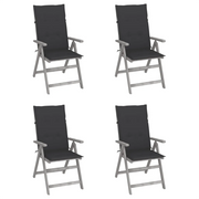Sedie da Giardino Reclinabili 4 pz con Cuscini Massello Acacia cod mxl 7225