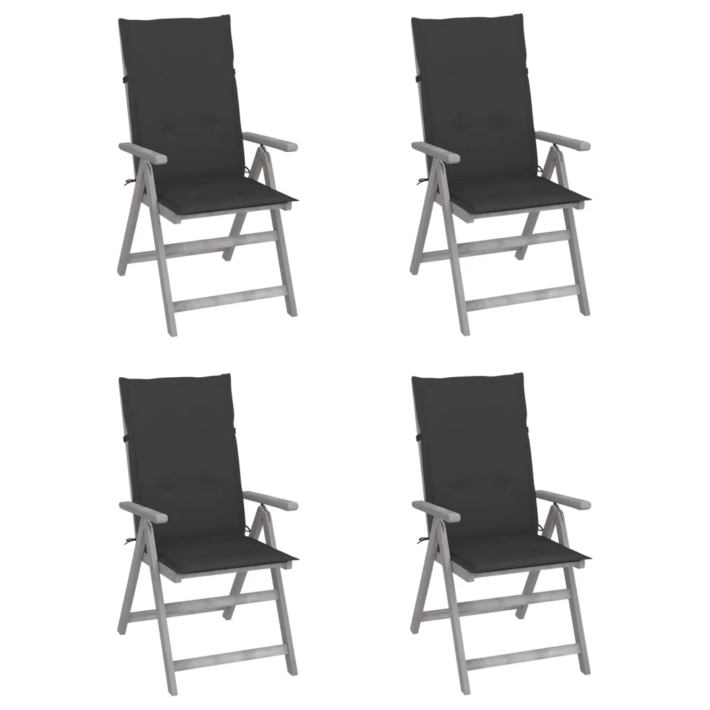 Sedie da Giardino Reclinabili 4 pz con Cuscini Massello Acacia cod mxl 7225