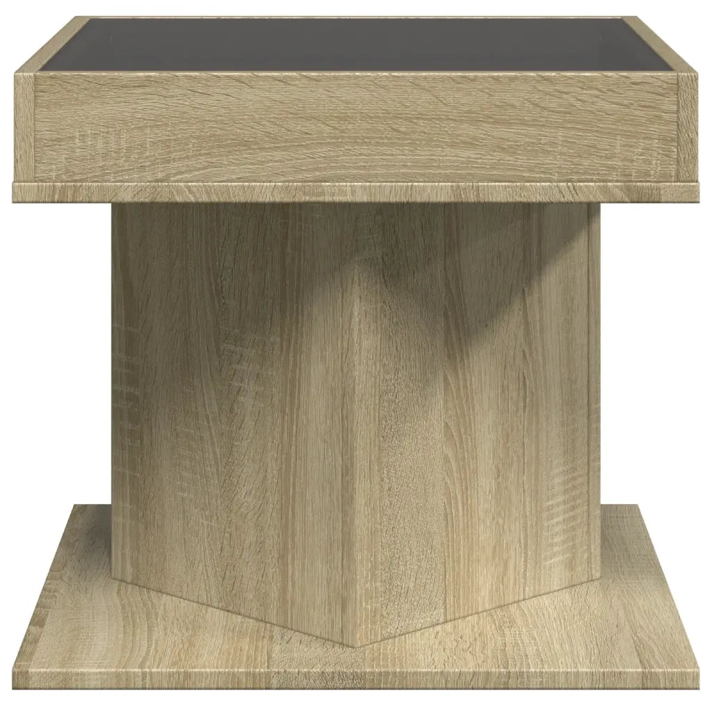 Tavolino salotto | Tavolino da caff¨¨ | Tavolino da Soggiorno con LED Rovere Sonoma 50x50x45 cm Multistrato