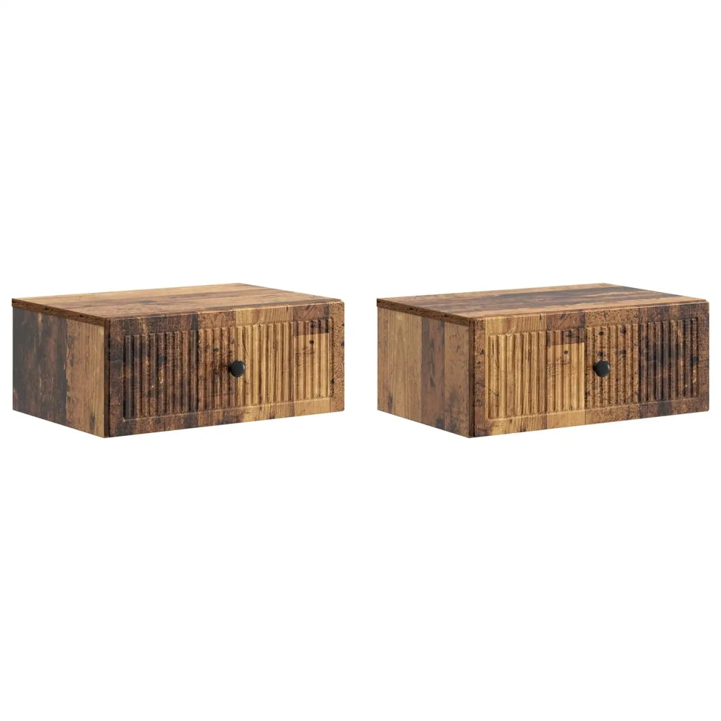 Set di 2 Comodini | Armadio da Notte | Mobiletto da notte Legno antico 49 x 34,5 x 20 cm
