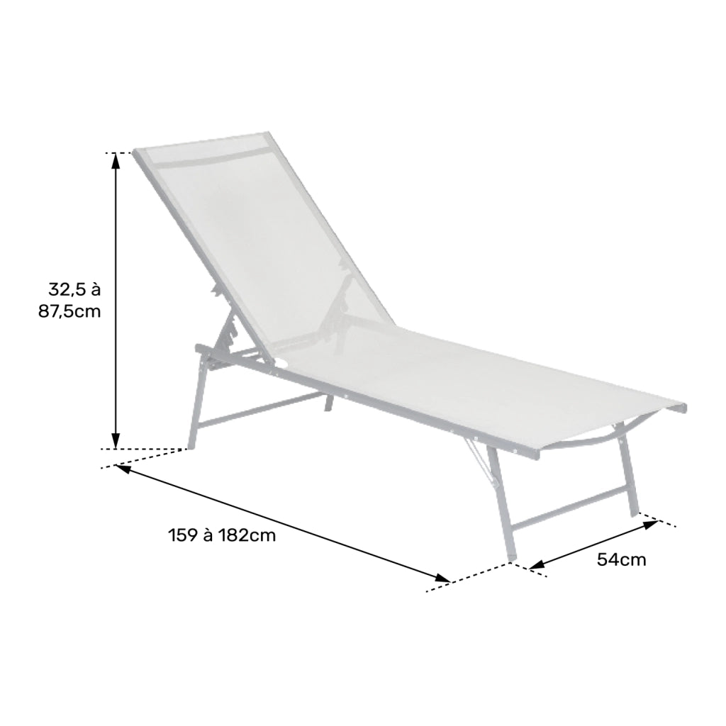 Set di 2 lettini pieghevoli SICILIA in textilene grigio - struttura antracite