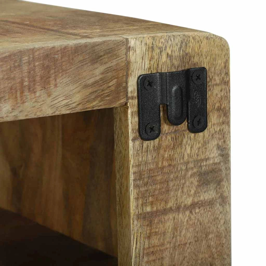 Mobile porta TV rettangolare moderno con 2 ripiani portaoggetti 60 x 32 x 36 cm in legno massello di mango marrone 02_0058075