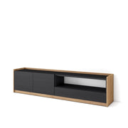 Mobile TV Soggiorno, 207x50x37 cm, Per TV fino a 80", Mobile Soggiorno, Nero e rovere