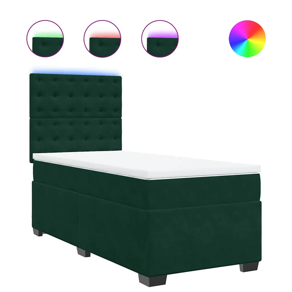 Giroletto a Molle con Materasso Verde Scuro 80x200 cm Velluto 3293077