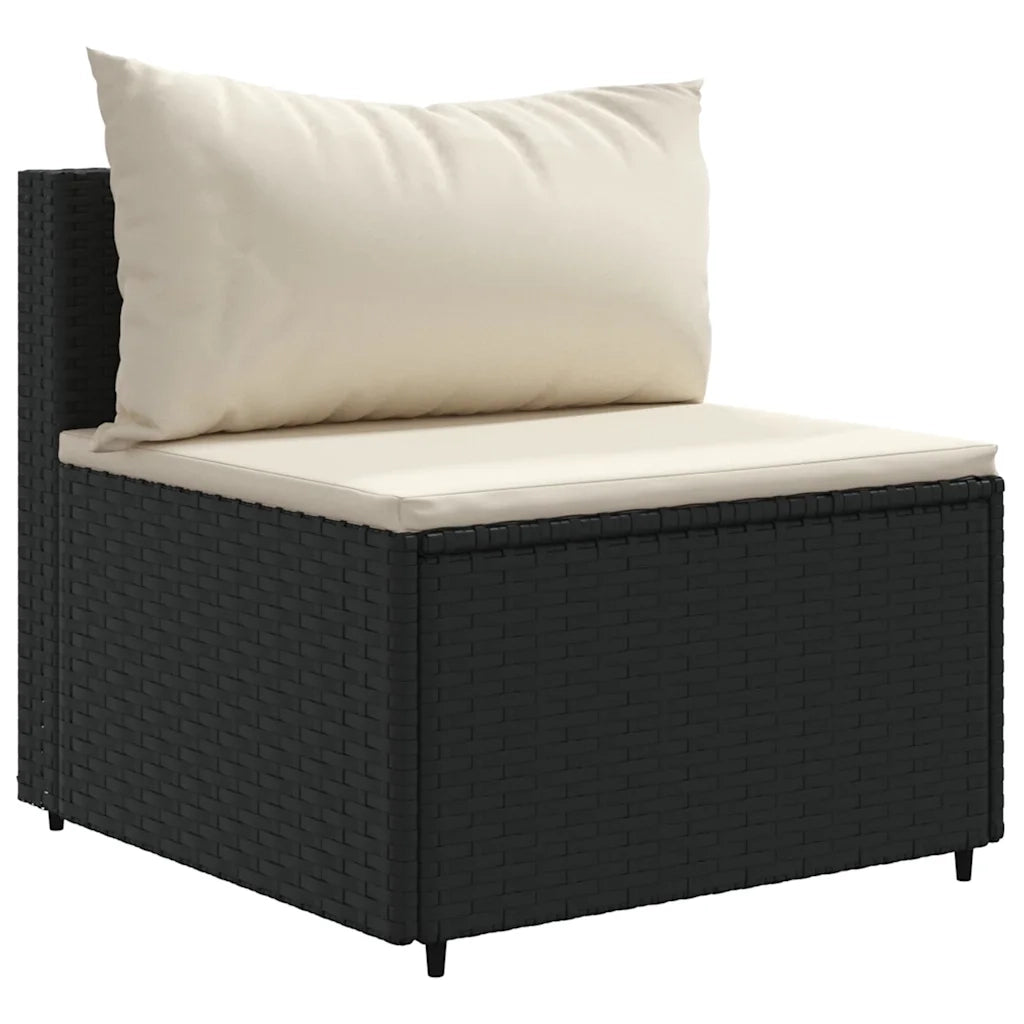 Set Salotto da Giardino con Cuscini 7pz Nero Polyrattan 3308112