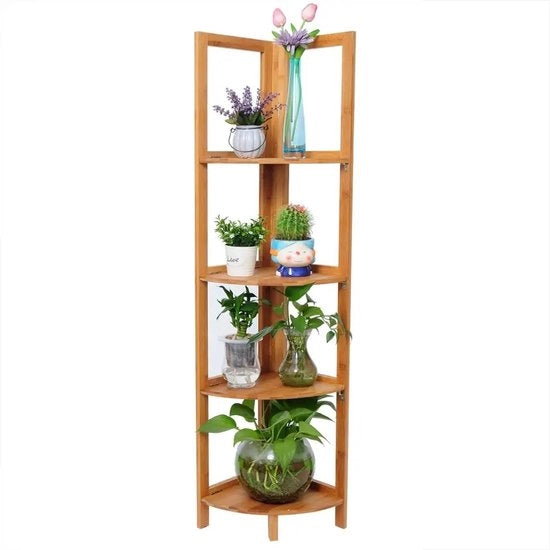 Organizzatore multifunzionale per bagno - 1 pezzo 27x27x120 cm - in bamboo - spazio risparmiante - per doccia - con ripiano e organizzatore - marrone