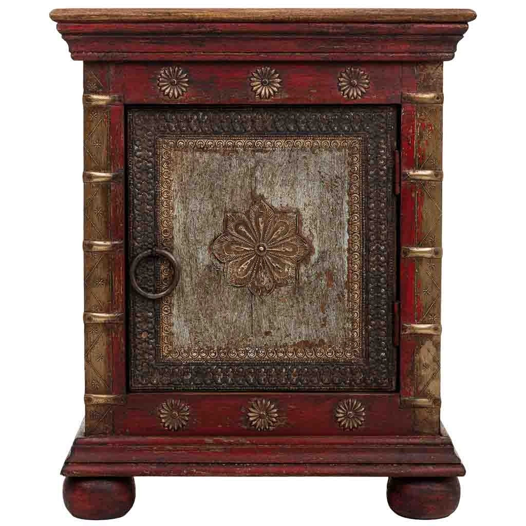Comodino in legno rosso 50x40x59