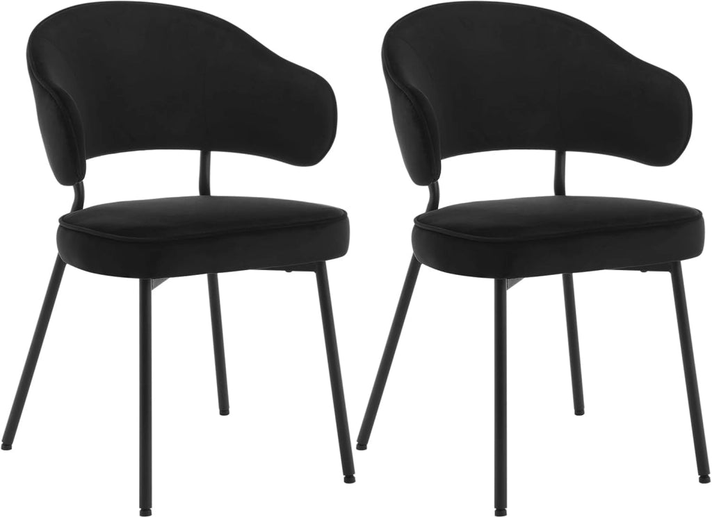 Set di 2 Sedie per Sala da Pranzo, Sedie da Cucina con Schienale, Sedie Imbottite e Rivestite in Velluto con Gambe Metalliche, Sedie Moderne per Camera da Letto, Soggiorno, Crema, BH389cm-2