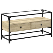 Mobile TV multimediale mensola per TV credenza per TV sala da pranzo soggiorno camera da letto con piano in vetro legno ingegnerizzato rovere Sonoma marrone 02_0026423