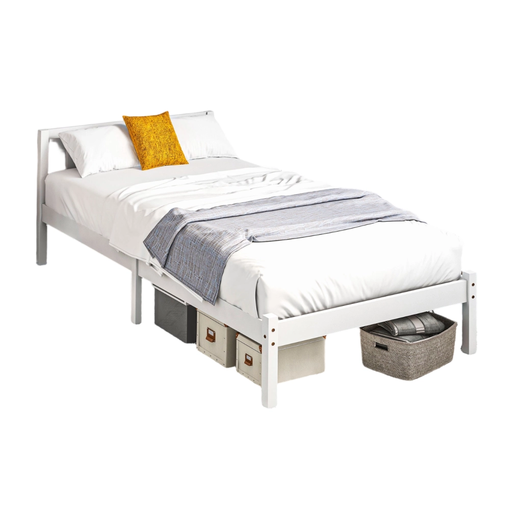 Letto singolo 200x90 cm con spazio sottostante in legno bianco