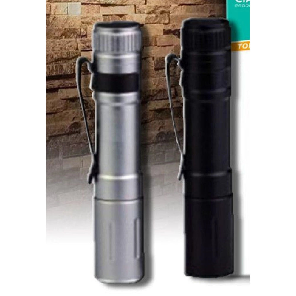 Trade Shop - Mini Torcia Con Zoom A Led Tx-9636 A Batterie Compatta Con Custodia In Metallo -